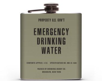 Vintage Emergency Drinking Water - Property of U.S. Gov't - 6oz Whiskey Hip Flask