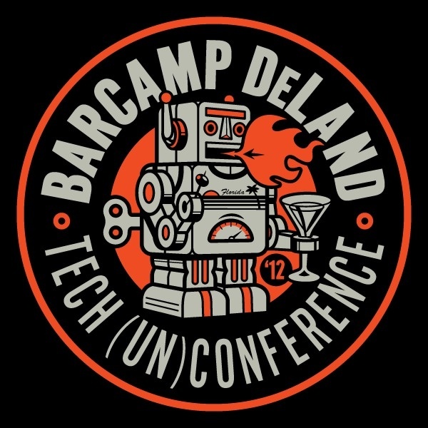 barcamp_shirt.gif #circle #robot #retro #emblem #clark #orr #type #technology