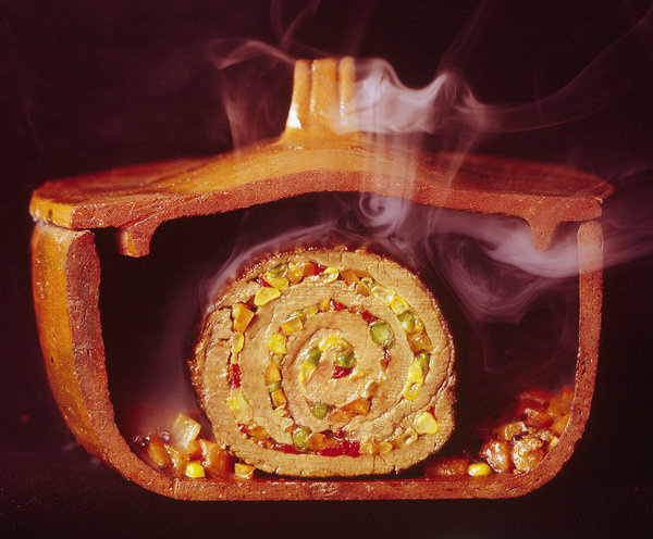Argentinian matambre, a slice of beef rolled with vegetables and chilies, 1966 #cook