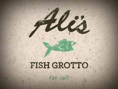 Dribbble - Ali's Fish Grotto by Travis Lum #fish #restaurant #seafood #distressed #logo #grotto