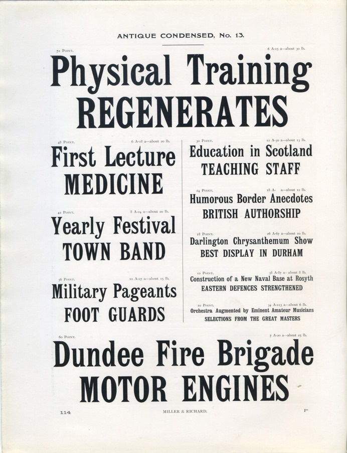 Antique Condensed type specimen #type #specimen #vintage