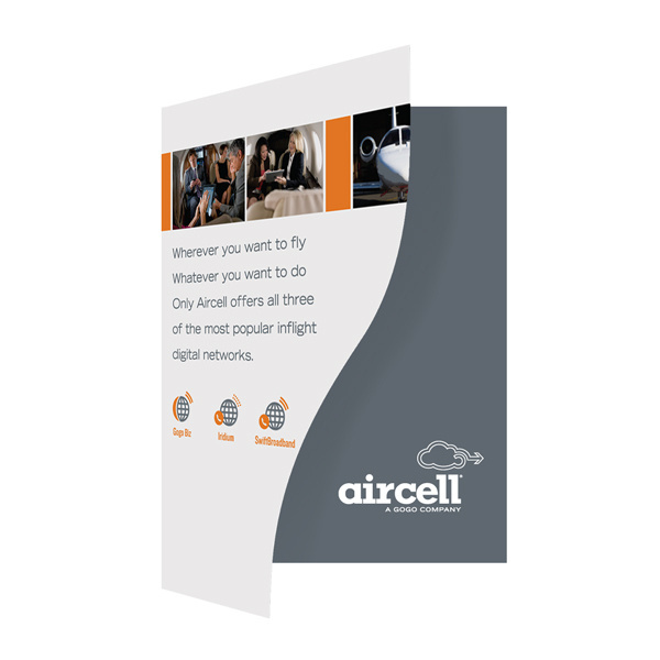 Aircell Airplane Presentation Folder (Front Open View) #printed #airplane #design #curved #custom #logo #folder