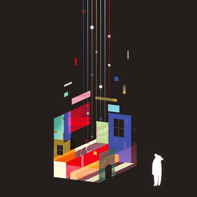 Not sure if the home is being built or floating away. Morning warmup before work. . . . . #adobe #illustration #illustrator #multimedia #photoshop #rainbow #home #fantasy #surrealism #design #artdeco #kinda