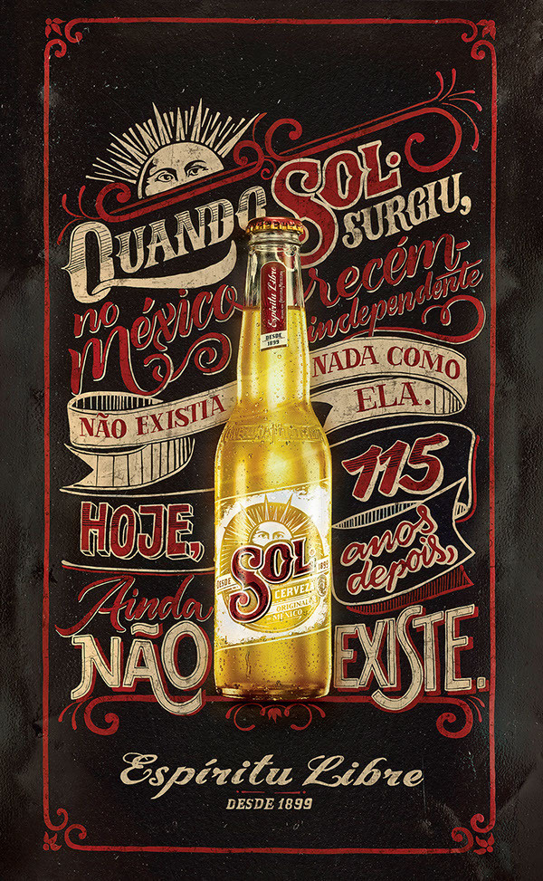 SOL Beer – Chalk and Sign Painting #beer #lettering #banner #ornate #sol #chalk #advertising #illustration #poster #typography