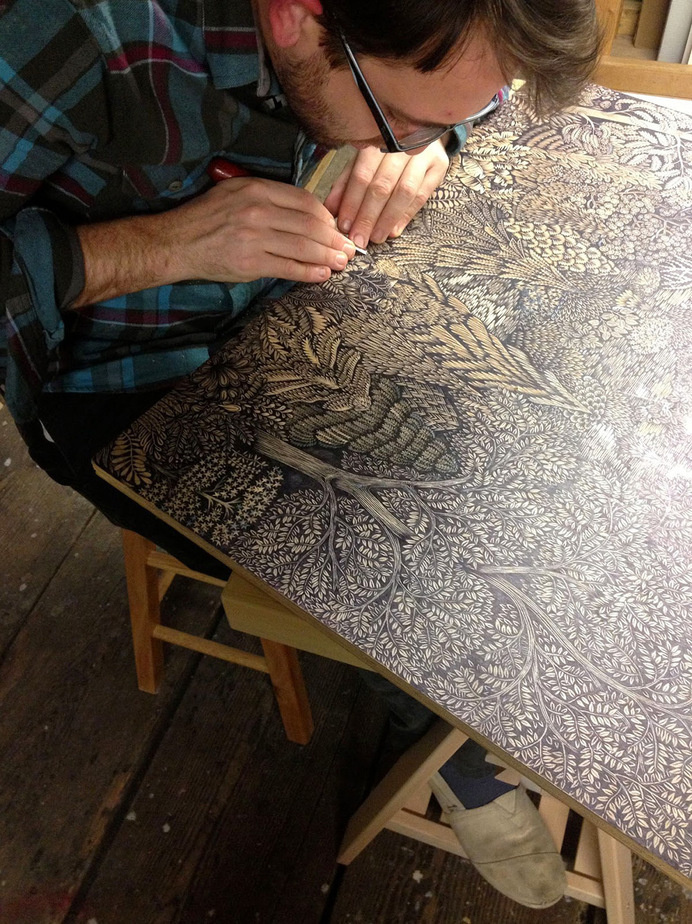 Overlook: A New Woodcut Print from Tugboat Printshop wood prints wood posters and prints illustration forests #woodcut