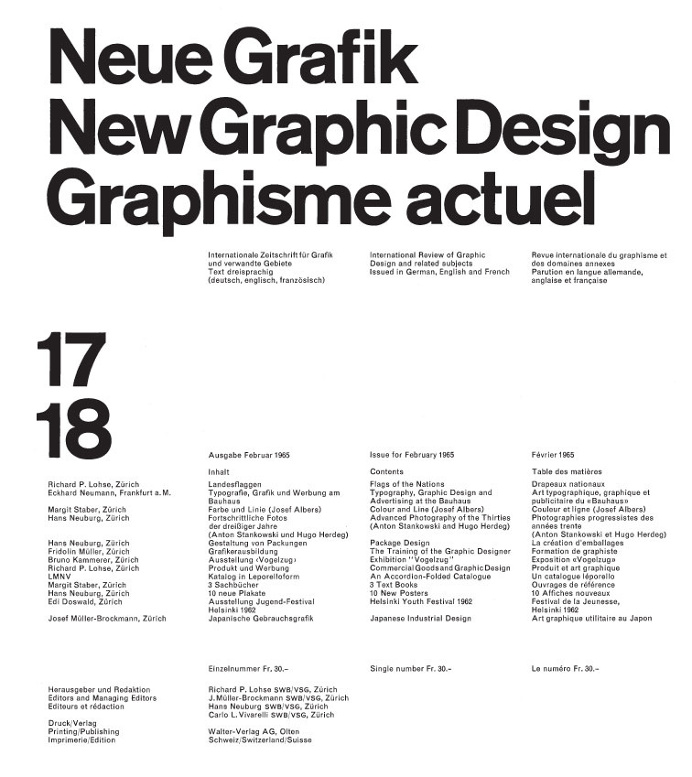 Neue Grafik/New Graphic Design/Graphisme actuel 1958–1965 | Lars Müller reprint via www.typetoken.net