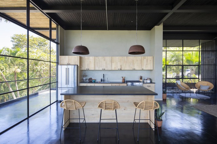 Charred Timber House Frames Views of the Pacific Ocean in Costa Rica