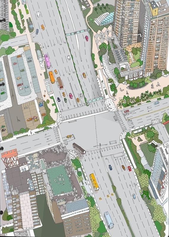 Taipei illustration from the dizzying heights of Taipei 101, Taiwan