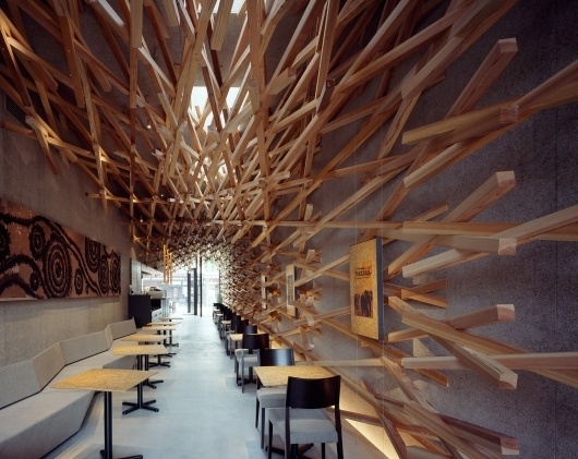 Starbucks Coffee at Dazaifutenmangu Omotesando | kengo kuma and associates #interior #design #starbucks