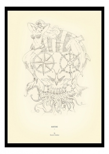 Illustration by Tuscani Cardoso #candy #illustration #tattoos #tuscani #marine #skull #sketch #nautical