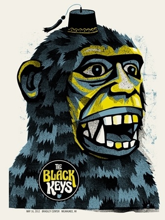 BLACK KEYS- SHRINER GORILLA « Limited Edition Gig Posters « Methane Studios #fez #black #methane #illustration #gorilla #poster #keys