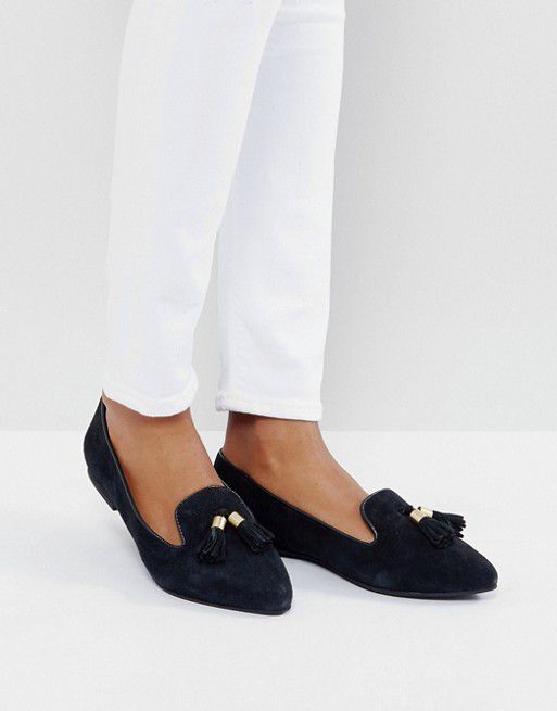 Park Lane | Park Lane – Flache, spitze Schuhe aus Wildleder mit Quasten