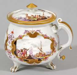 Cream pot with kauffahrtei decor #Sets #Teasets #Porcelainsets #Antiqueplates #Plates #Wallplates #Figures #Porcelainfigurines #porcelain