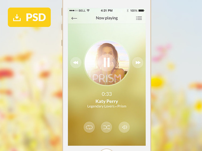 Mobile Music Application Freebie PSD