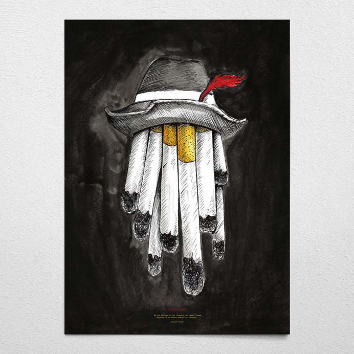 #cem's cigar #black #poster #wallart #cigar #hat #santoshkalwar