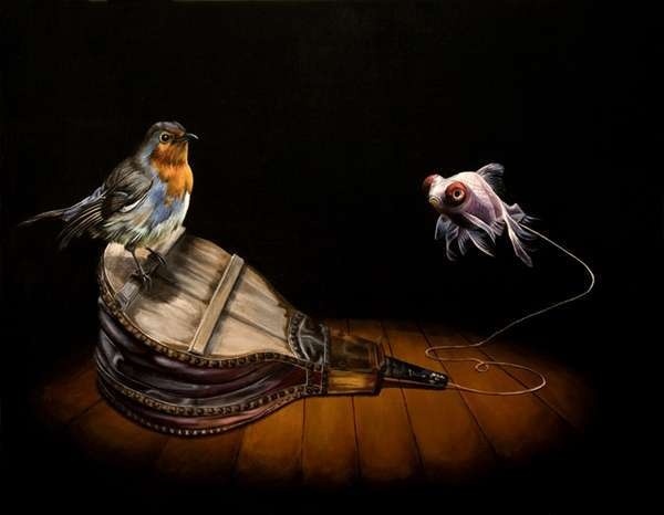 Bird and fish in animal art #surrealism #realism #painting #paintings #art #animal