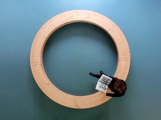 chris kabel: wood ring bench #product #furniture #design
