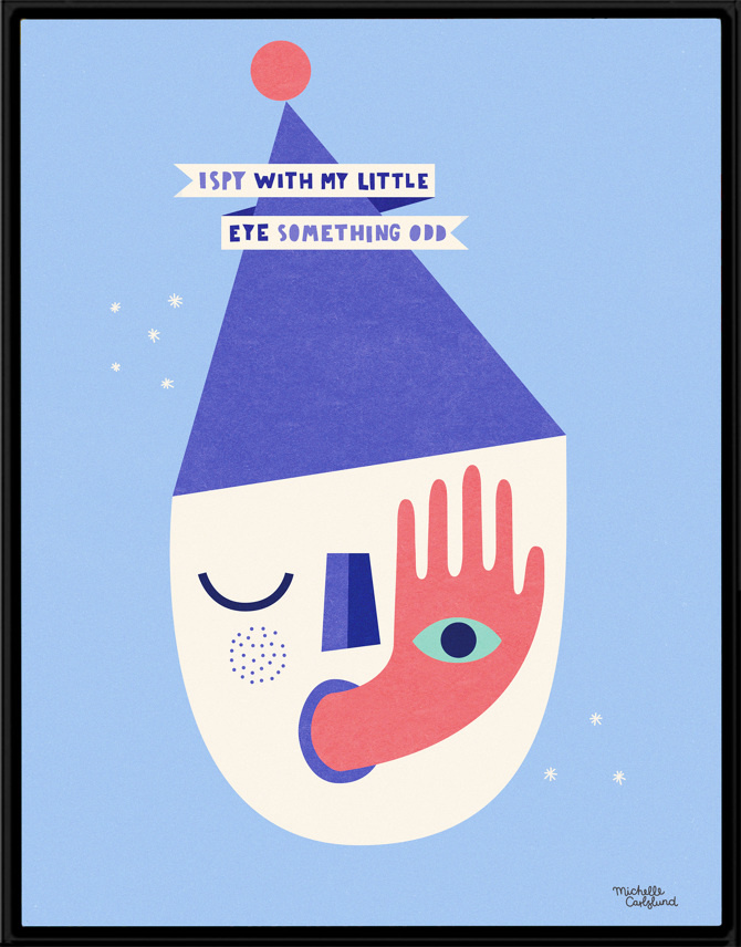 #nordic #design #graphic #illustration #danish #bright #simple #nordicliving #living #interior #kids #room #poster #spy #blue #head