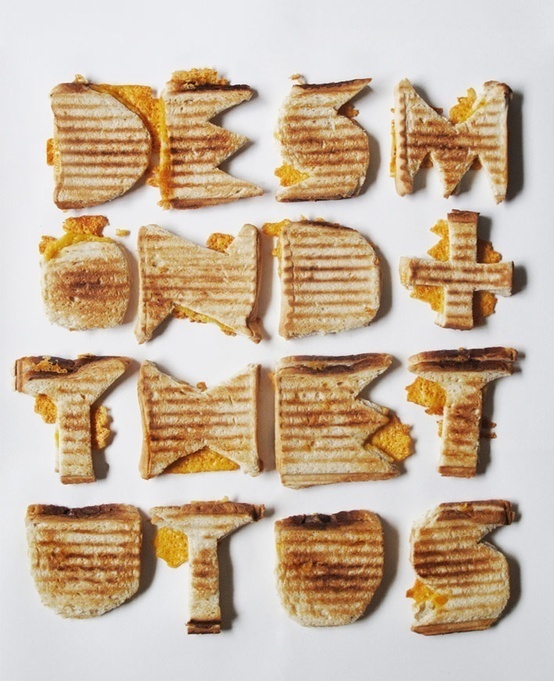 type made out of toasted cheese sandwiches :) #food #typography