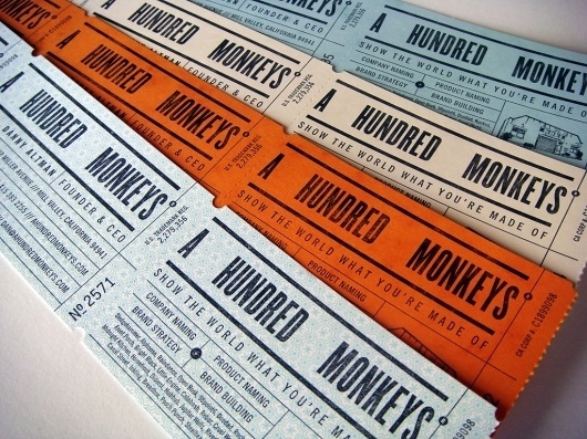 A Hundred Monkeys : mCroxton Design #tickets #letterpress #screenprint