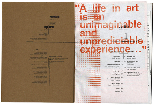 SAN FRANCISCO MUSEUM OF MODERN ART: Open Issue 1 on Editorial Design Served #type #layout #design