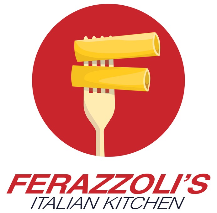 Italian restaurant award winning branding. Ferazzoli's is a pizzeria/italian restaurant that needed a new fresh logo. They got more than a logo, they got an award winning brand identity for their menu, boxes and t-shirts