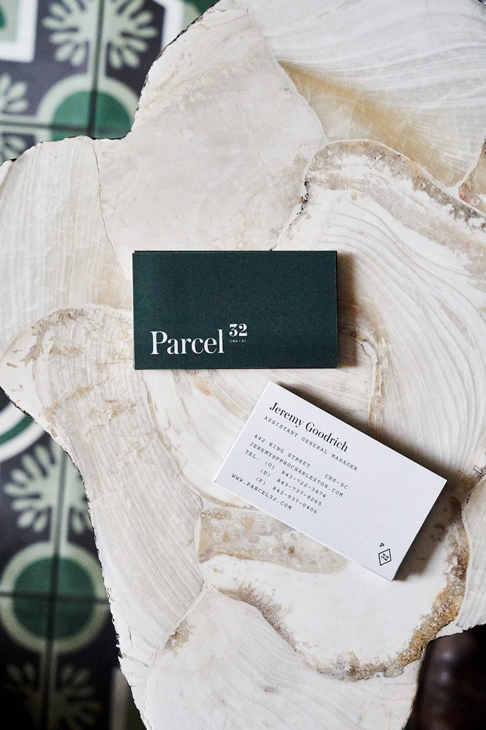 Parcel 32 Branding - Mindsparkle Mag Stitch Design Co. designed the branding for Parcel 32 – a restaurant and cocktail bar housed in a historic 1837 home on King Street in Charleston, South Carolina. #logo #packaging #identity #branding #design #color #photography #graphic #design #gallery #blog #project #mindsparkle #mag #beautiful #portfolio #designer