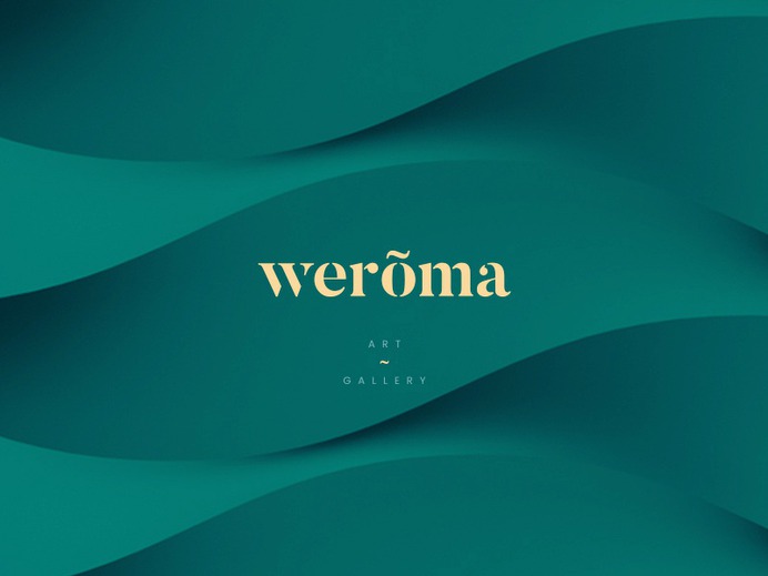 Weroma Art Gallery minimal gold emerald cosmetic branding restaurant elegant simple minimalistic typography wordmark logo