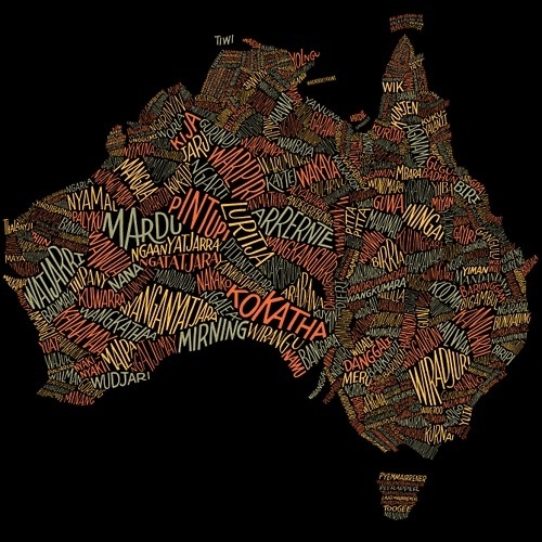 Typeverything.comAustralian Geographic – Custom lettering for a word map showing over 380 Aboriginal tribes and dialects in their respecti #maps
