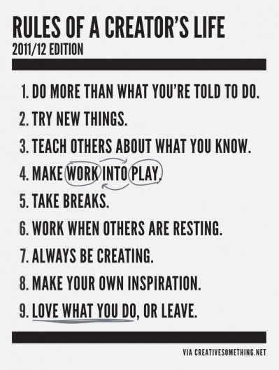 The rules of a creator's life. Creative Ideas & Inspiration