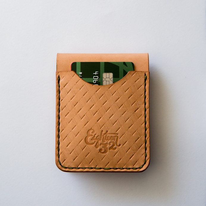 Hand-stamped leather wallet by Eighteen32. #handmade #leather #wallet #billfold #logo #design