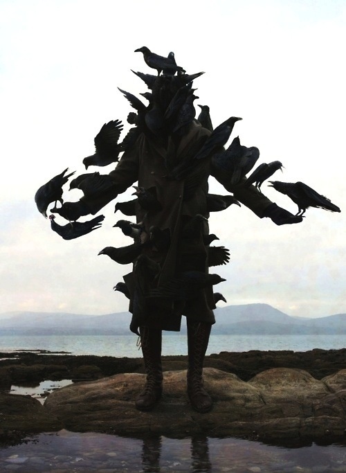 "Bird Man" by Nicholas Kahn & Richard Selesnick #birds #raven #black #man #landscape #photography #nature #sky #nicholas kahn #richard seles