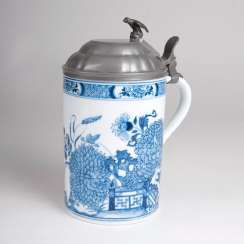 Earlier pitcher rolls with East Asian blue painting. #Sets #Teasets #Porcelainsets #Antiqueplates #Plates #Wallplates #Figures #Porcelainfigurines #porcelain