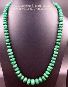 Green Beryl Cut Beads 1 Line Necklace - gold diamond polki kundan meena jadau jewellery