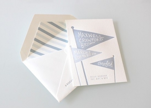 Cute Modern Letterpress Baby Announcements | Oh So Beautiful Paper