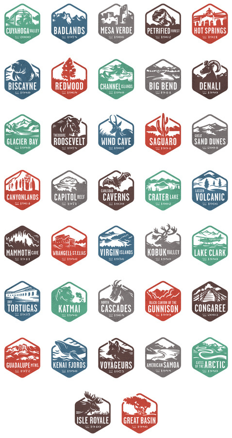 Nat Geo Badges by Valerie Jar #geographic #jar #valerie #badges #parks #national