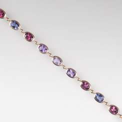 Color fine bracelet with Amethyst, rhodolite and Iolite