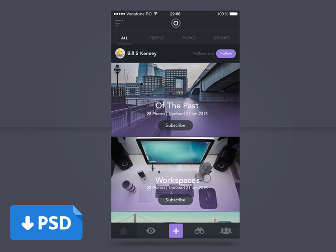 Photos App UI PSD