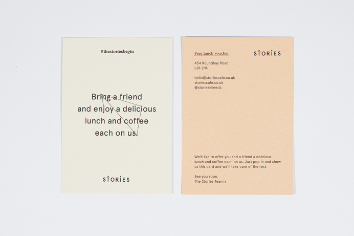 Brand identity for café 'Stories' restaurant bar cafe subtle minimal branding corporate graphic design visual identity coffee eat food prin