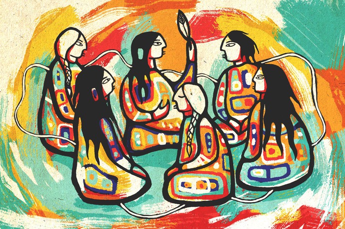 Illustration of a group of women sitting in a circle