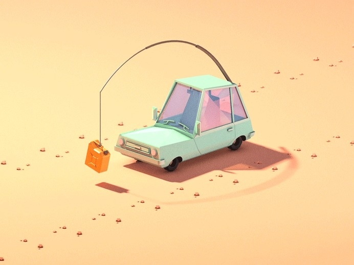Misha Petrick's Jerry Car #character #animation #isomeric #lowpoly #gif #car