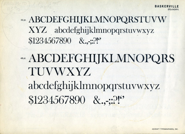Baskerville type specimen #type #specimen #baskerville #typography