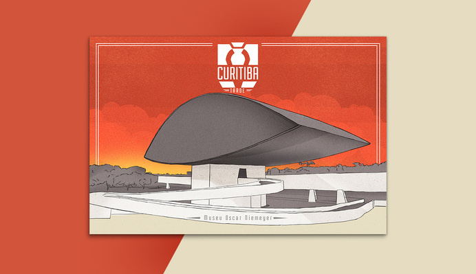CURITIBA . tarde #curitiba #red #night #illustration #afternoon #day #postcard #brazil