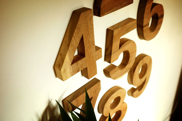 Helevetica wood by Mr Cup http://www.mr cup.com/shop/created/wood.html #interior #design #carved #wood #wall #numbers #helvetica