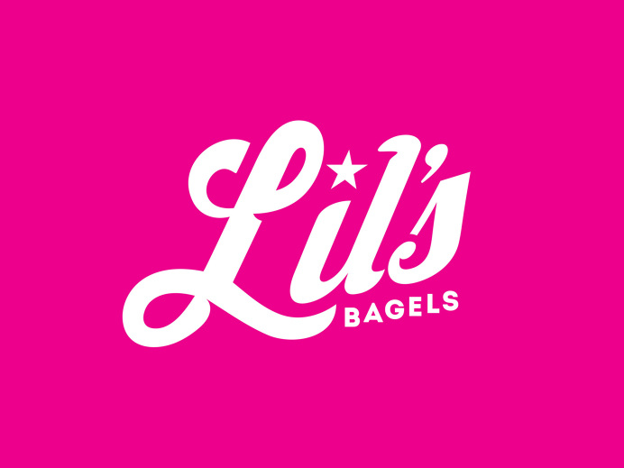lil, bagels, breakfast, logo, pink, white, bold, star