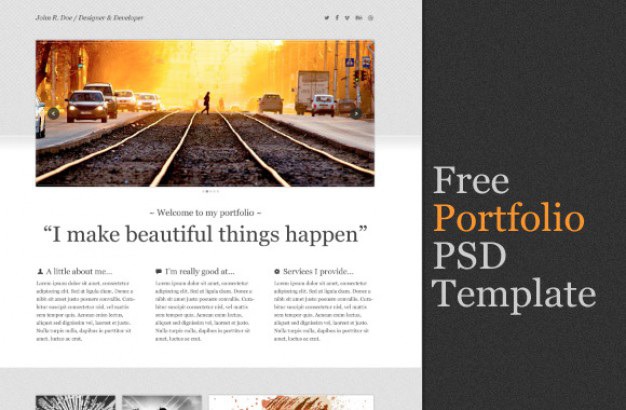 Clean and simple portfolio template Free Psd. See more inspiration related to Template, Portfolio, Clean, Simple and Horizontal on Freepik.