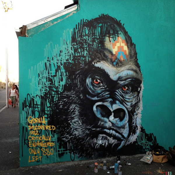 African endangered species street art by Masai #africa #street #art #animals