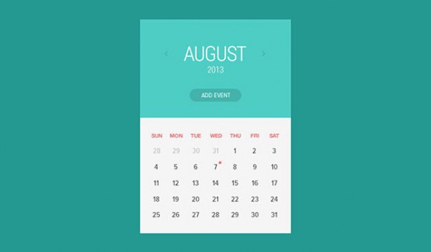 Widget calendar flat style Free Psd. See more inspiration related to Calendar, Design, Flat, Flat design, Psd, Simple, Style, Trend, Horizontal and Widget on Freepik.