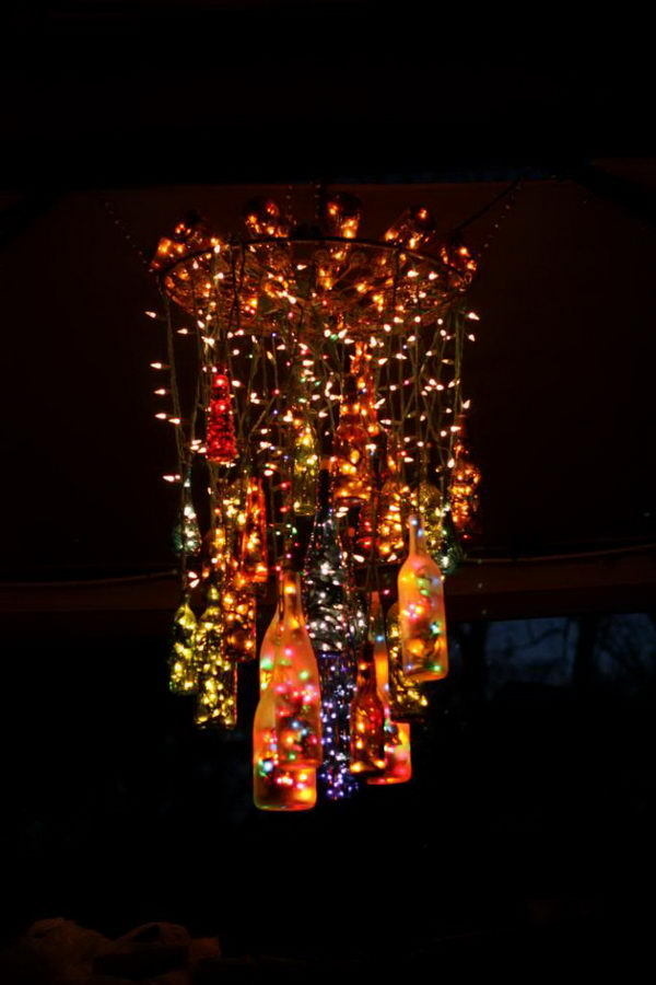 25 Creative Wine Bottle Chandelier Ideas #chandelier #light #wine #bottle