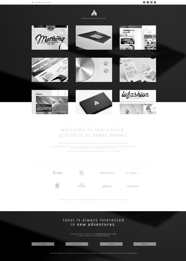 Portfolio Fall 2012 by Joost Huver #showcase #portfolio #design #interface #website #web
